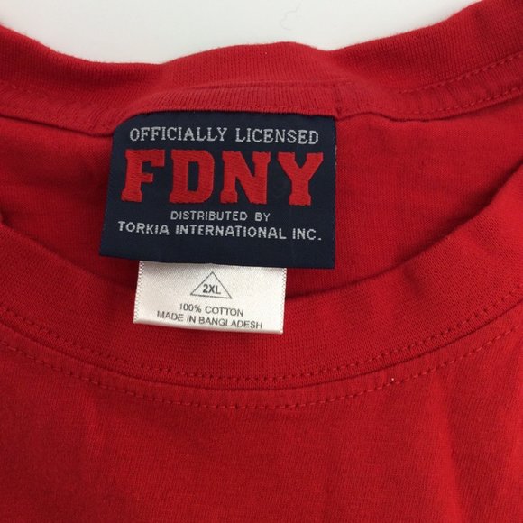FDNY New York City Fire Department Embroidered T-shirt Red 2XL - Picture 3 of 4